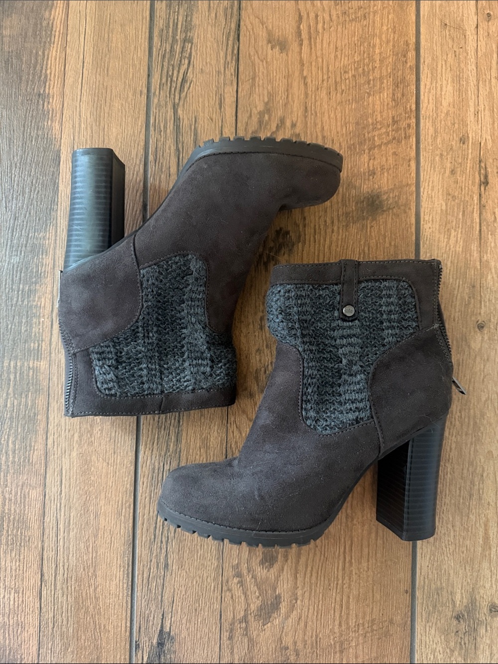 Women's Dark Greg Suede Knit Block Heel Ankle Boots
